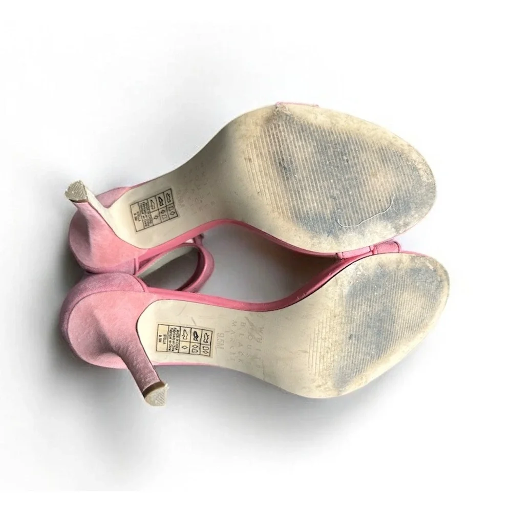 White House Black Market Pink Fabric Leather Ankle Strap Slingbacks‎ Sz 9.5M